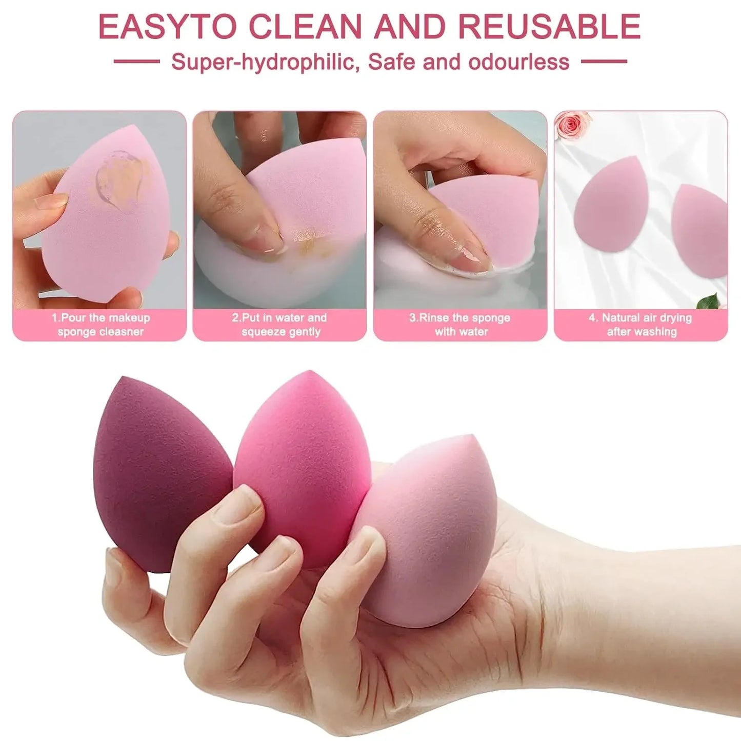 14Pcs Makeup Sponge Set Beauty Sponges Blender Triangel Powder Puff Mini Make Up Sponges For Liquid Foundation Concealer Cream