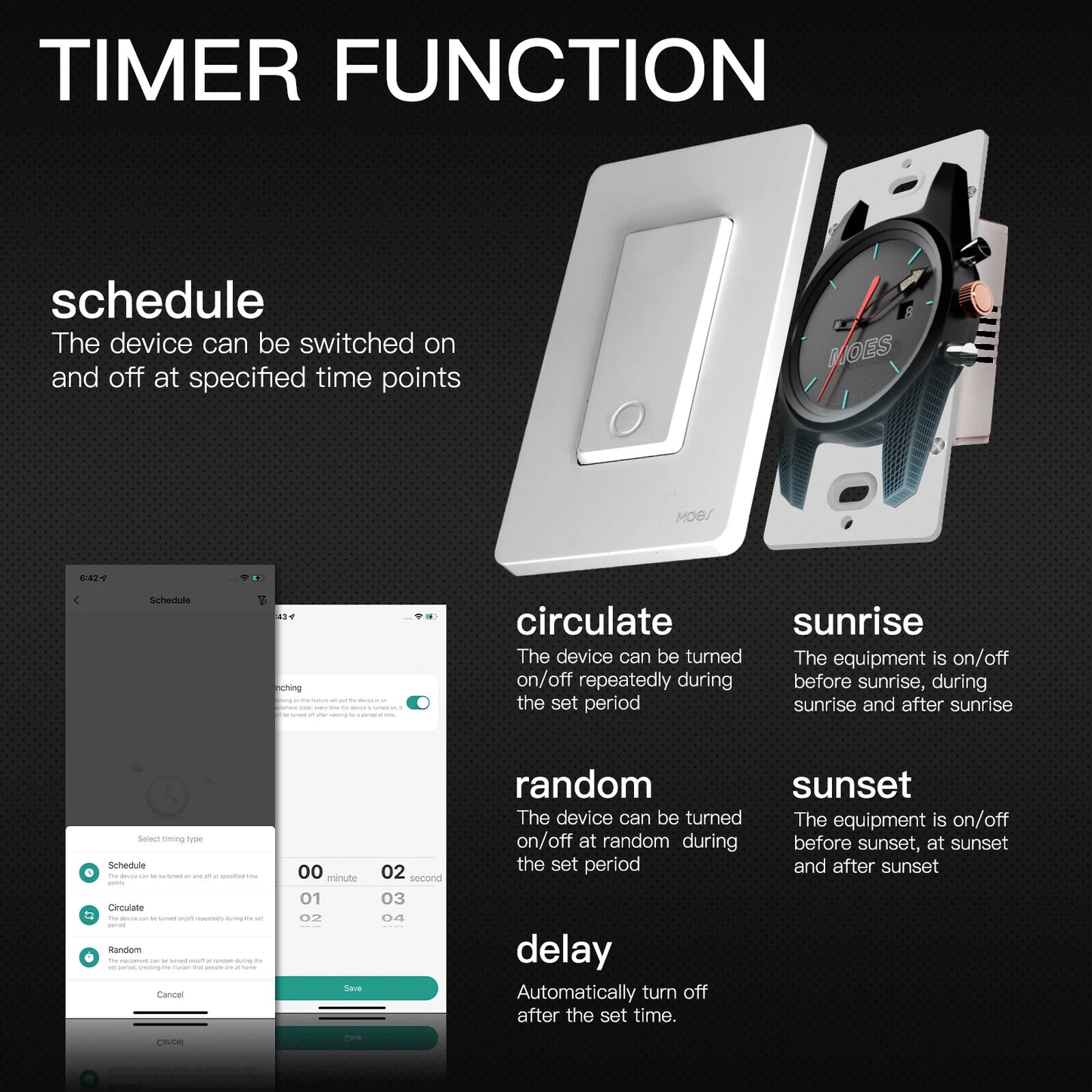 MOES WIFI Star Ring Series Switch Tuya Smart WiFi 3 Way/Single Pole Push Button Light Control Voice Control by Alexa Google Home