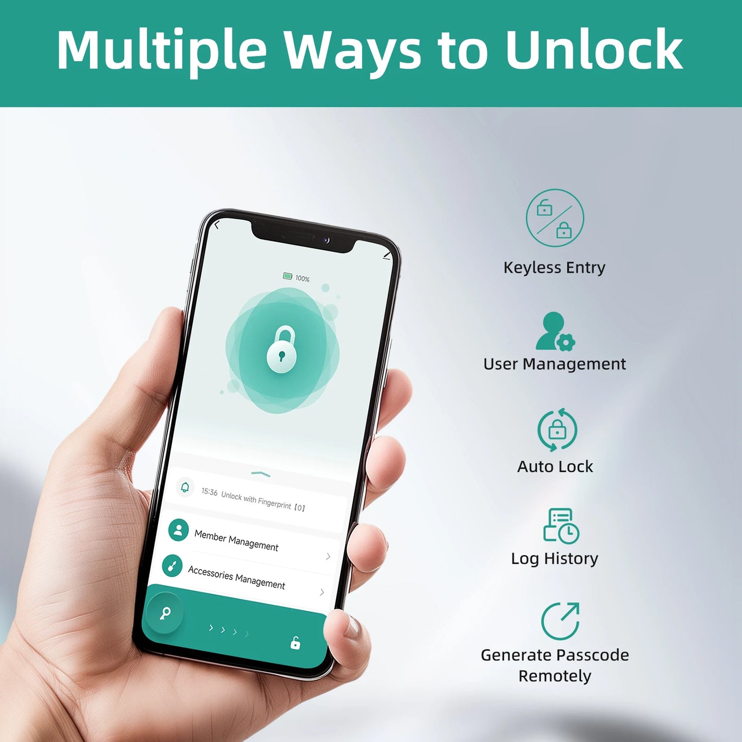 Viladepot Smart Lock Fingerprint Door Lock App Control TYPE-C Interface Passcode Unlock Electronic Touchscreen Keypad