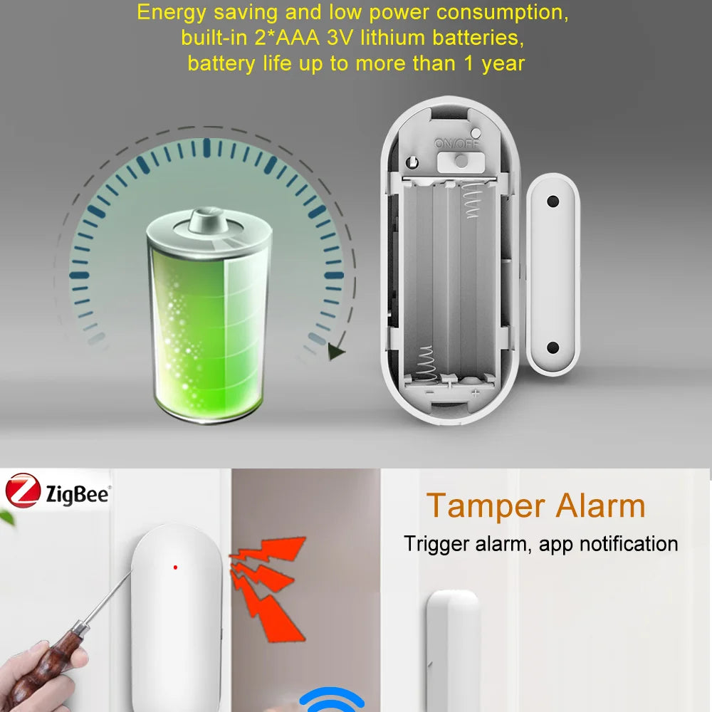 8PACKS Tuya Zigbee Door Sensor Window Detectors Magnetic Sensor Smart Home Security Protection Remote Monitor From APP