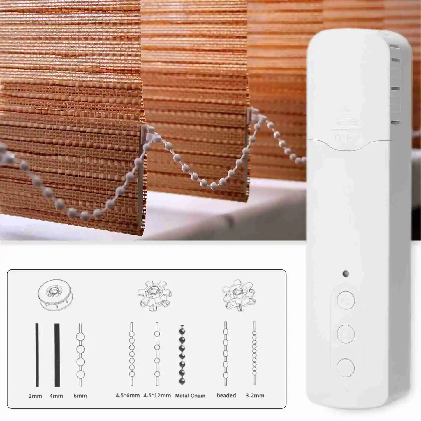 Tuya WiFi Smart Electric Curtain Motors Pull Bead Curtain Motor Motorized Chain Roller Blinds Compatible with Alexa Home