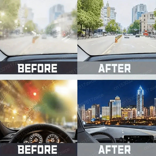 Car Glass Polishing Paste Windshield Oil Film & Oxidation Removal Long-Lasting Hydrophobic Water Repellent Anti Rain Polish Kit