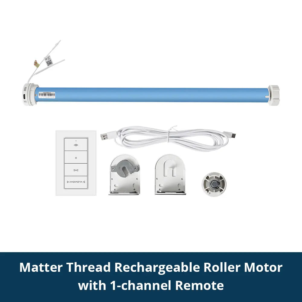 Zemismart Matter Over Thread Smart Roller Shade Blinds Motor Built in Battery for 38mm Tube Homekit Google Home Smartthings App