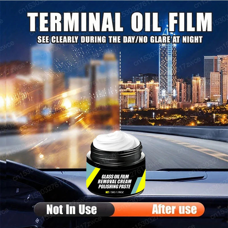 Car Glass Polishing Paste Windshield Oil Film & Oxidation Removal Long-Lasting Hydrophobic Water Repellent Anti Rain Polish Kit