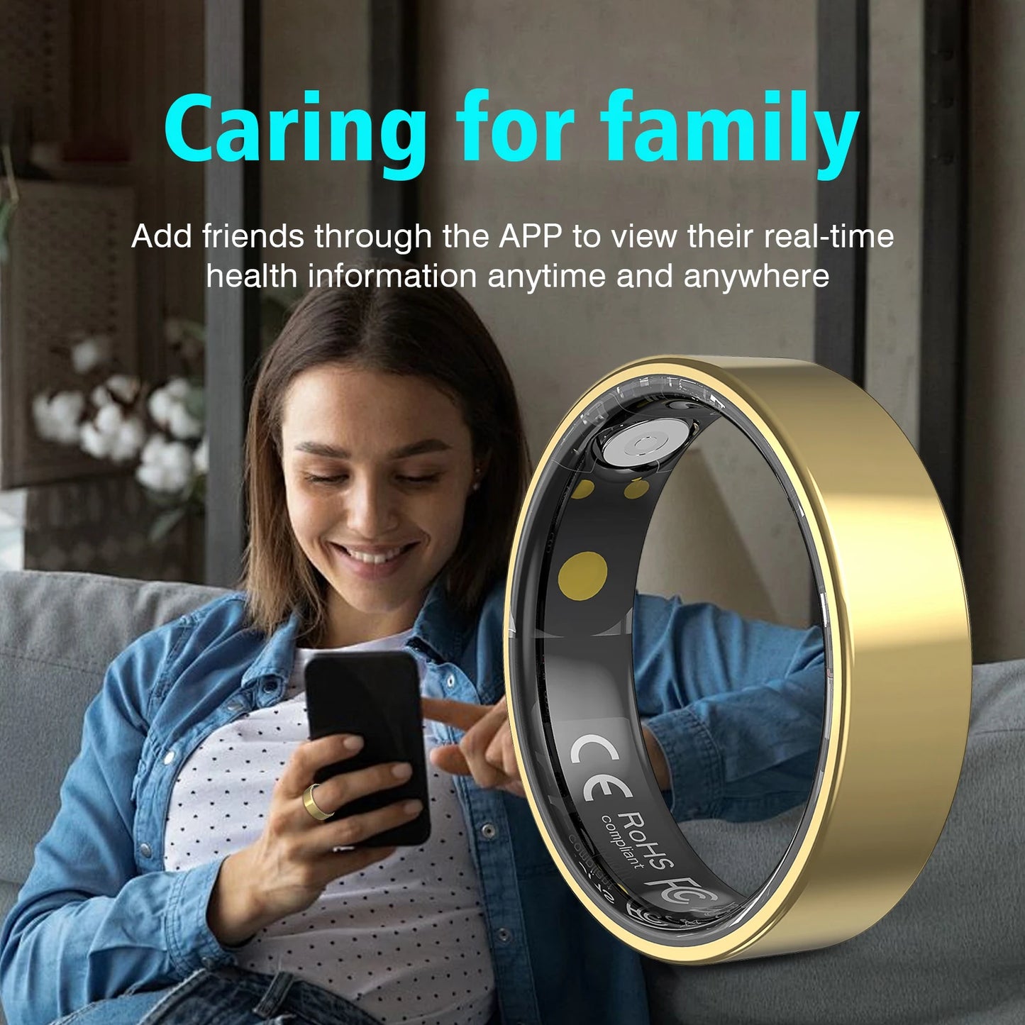 Smart ring, sleep tracking, motion monitoring, compatible with iPhone and Android, smart gift, suitable for men and women