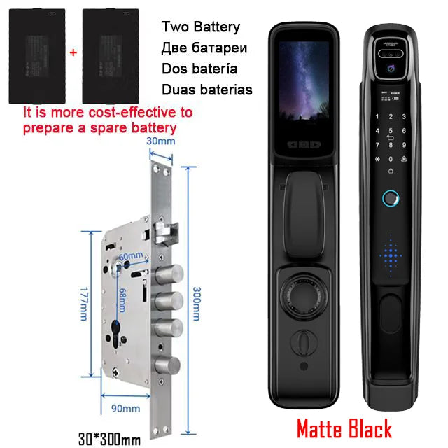 Wifi Tuya APP Face Recognition Smart Door Lock With Camera Video Call Voice Intercom Digital Door Lock Automatic Door Lock