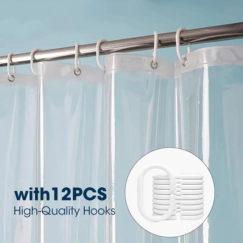 1pc Lightweight Clear Shower Curtain Liner with Magnets & Metal Grommets, Waterproof Plastic Bathroom Curtain Bath Curtain