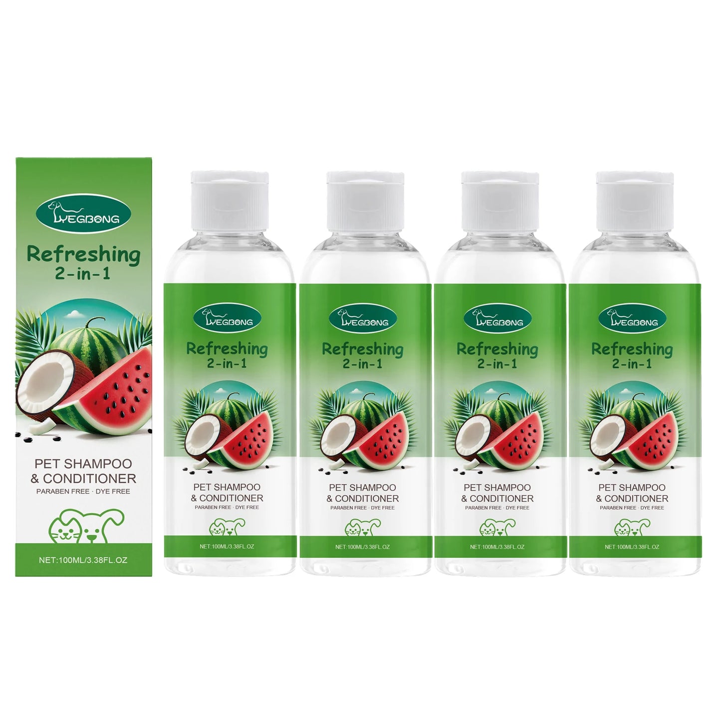 YEGBONG 100ml Hypoallergenic Pet 2in1 Shampoo and Conditioner pH Balanced Tear Free Bath for Dogs and Cats with Sensitive Skin