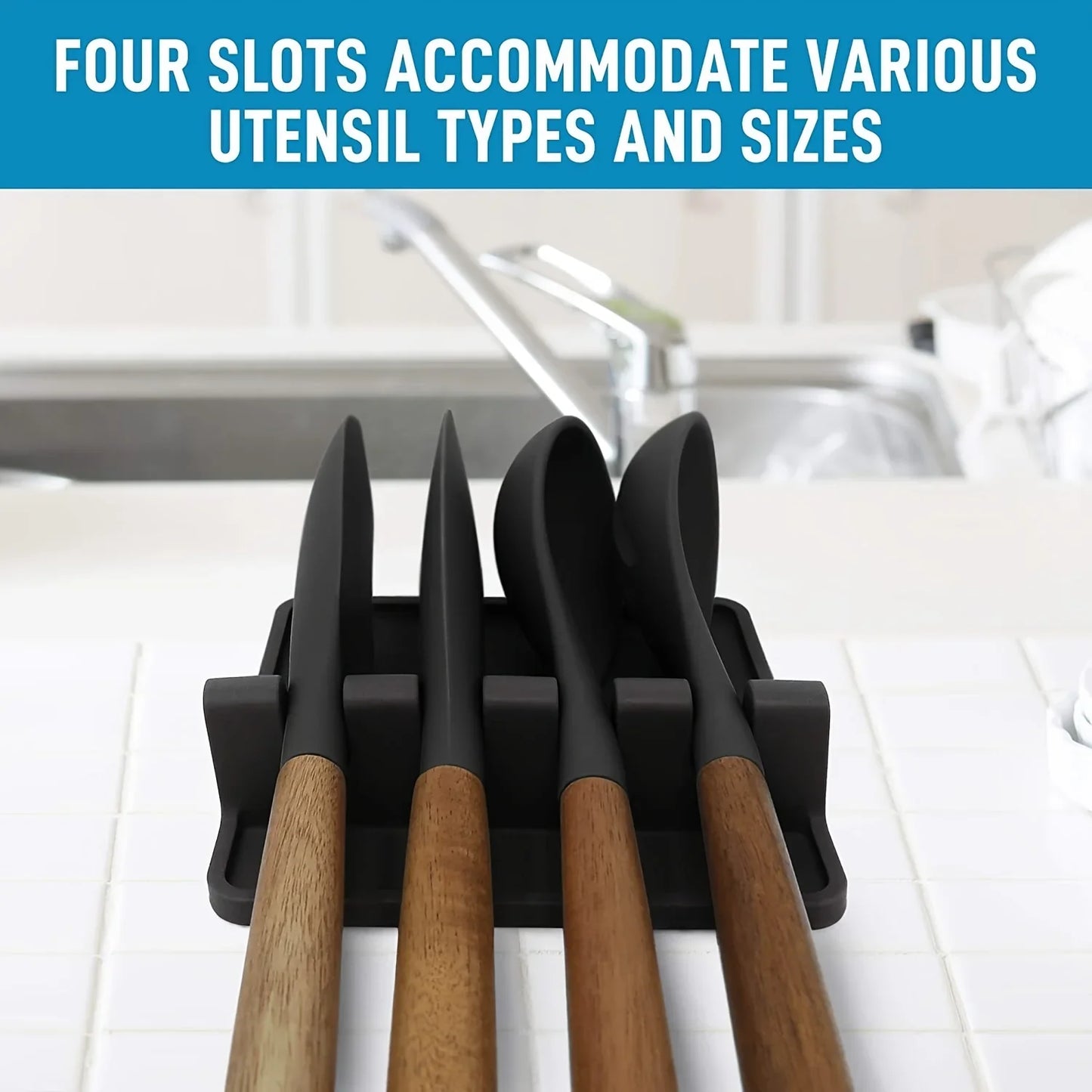 Silicone Tableware Drying Kitchen Utensil Spoon Rest Holders Fork Spatula Multifunctional Shelf Organizer Non-Slip Storage Pad