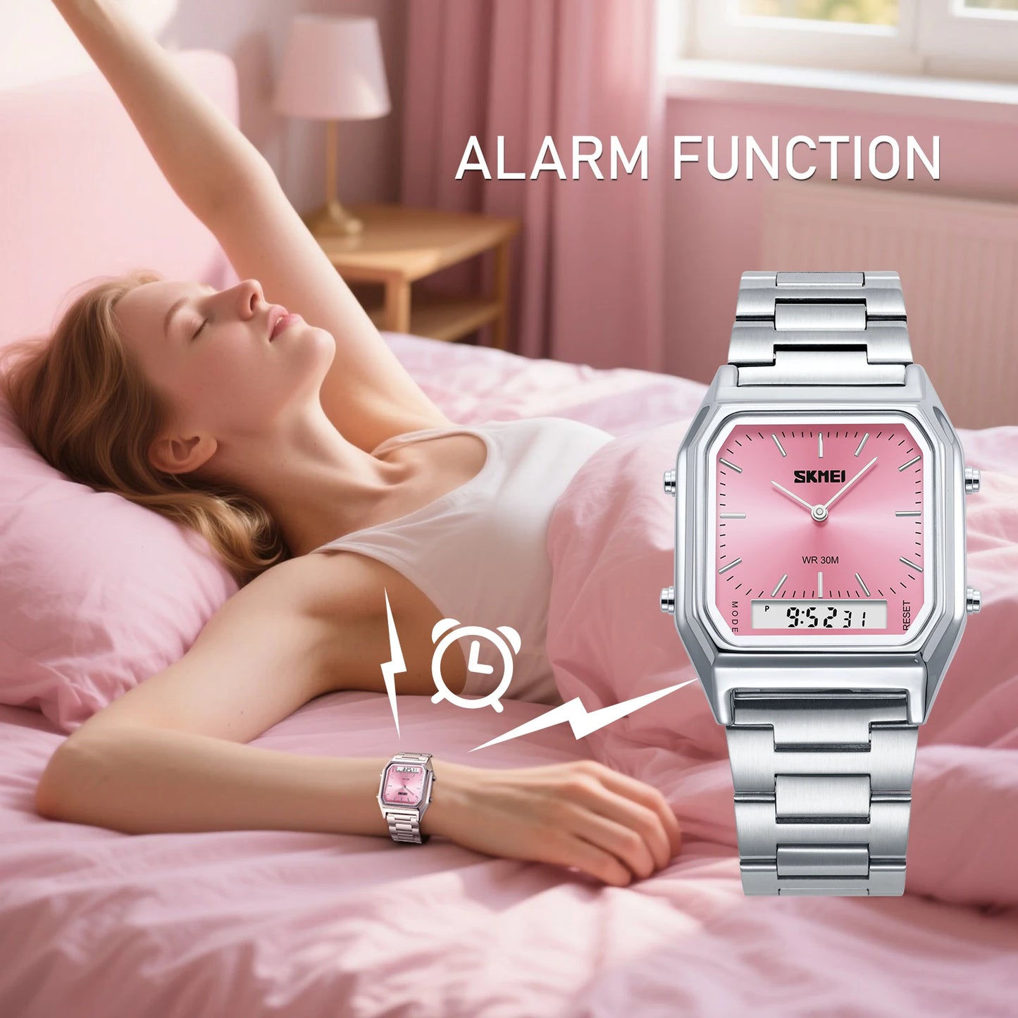 SKMEI Dual Time Display Digital Electronics Watches Luminous Watch For Men Women Students Fashion 3Time Waterproof Wristwatches