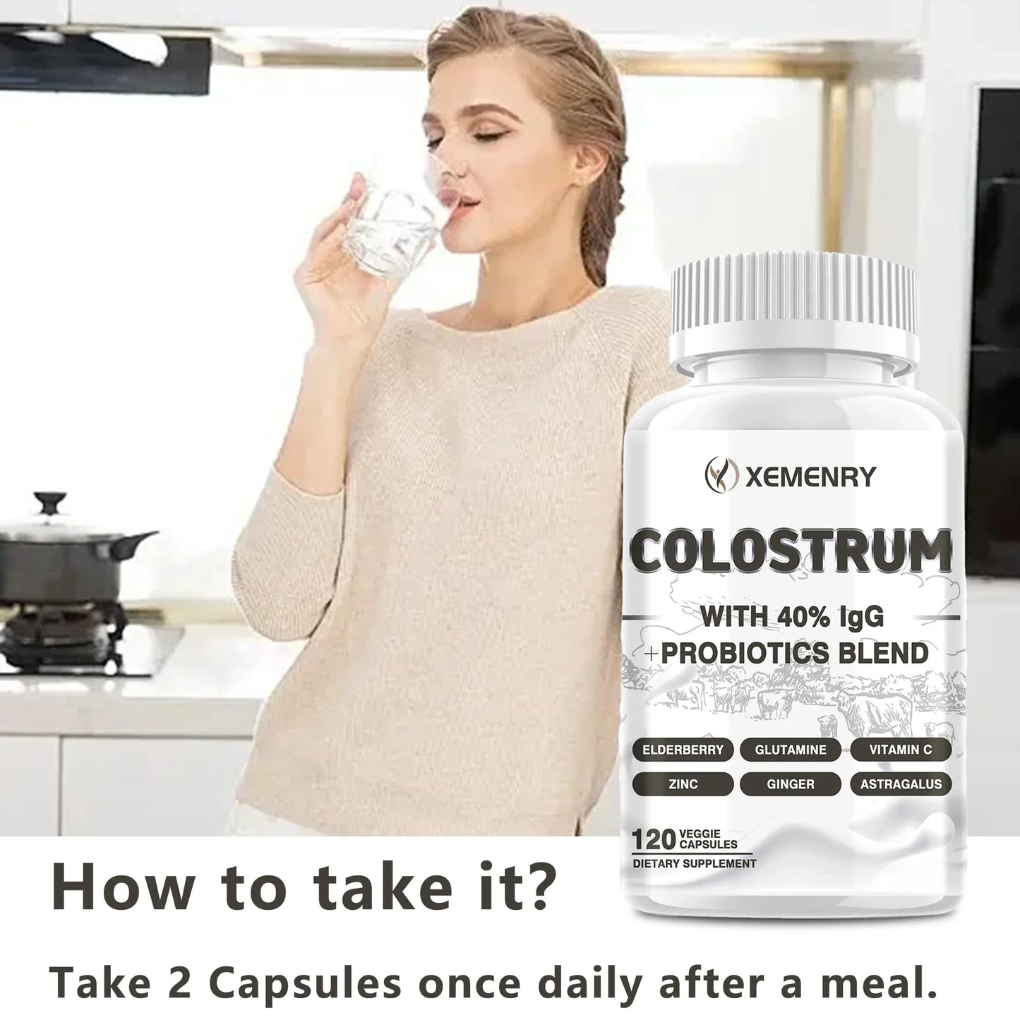 Colostrum Capsules - Promotes Gut Health, Improves Athletic Performance, and Maintains Healthy Iron Levels - 120 Capsules