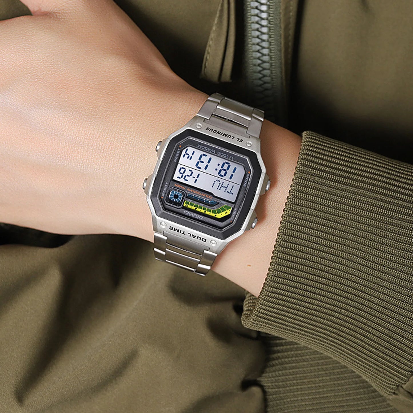 Clearance Deal Digital Sports Watch Outdoor Stainless Steel Strap LED Backlight Digital Display Electronic Watch Luminous