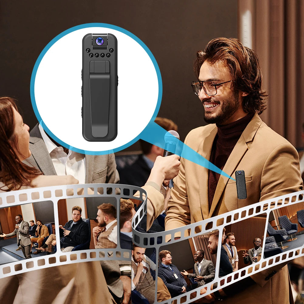 HD 1080P Police Body Cam Motion Detection Mini Camera with Back Clip Infrared Night Vision Miniature Camcorder Small Body Camera